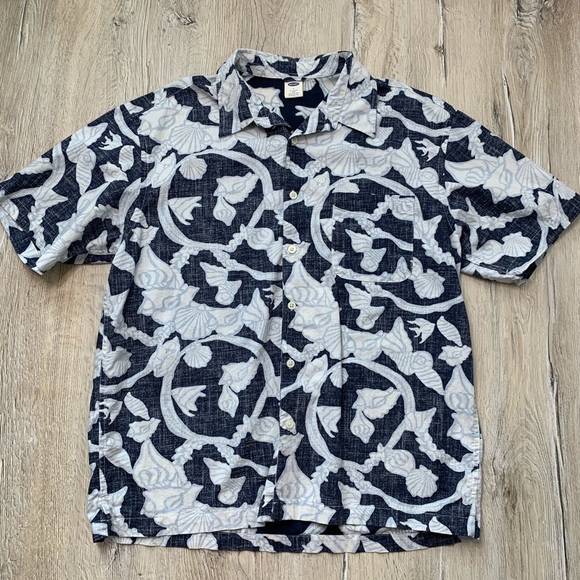 Old Navy Beachy Shell Print Button Down Shirt Sz Large - Picture 8 of 9